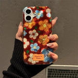 Perforated Vortex Retro Small Flower Phone Case For iPhone 15 Cases iPhone 11 12 13 14 16 Pro Max XS X XR 7 8 Plus SE 2022 Cover