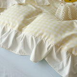 3pcs Pink Grid Bedding Set bedding set lace duvet cover and 2pcs pillowcases (no padding), suitable for bedroom