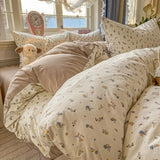Class A washable small fresh printing four-piece set, student dormitory bed sheet three-piece set