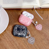 Black Pearl Shell Pink Leopard Print TPU Case Love Heart Pendant Protection Cover for Apple AirPods Pro 2 3 4 Silicone Cases