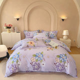 100% Cotton Bedding Set Brushed Dreamy Style Ginkgo Biloba Leaves Pink Duvet Cover Sheet Set Sheet King Queen for Bedroom Decor