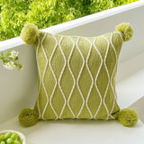 45X45cm Green Stripe Pattern Throw Pillow Cover with Tassels Durable Easy To Clean Cushion Covers Sofa Decor  Pillowcase No Core