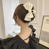 Cute double-sided hair accessory shark clip oversized bow satin French style fresh three-dimensional princess bow temperament