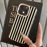Luxury Double Color Contrast Stripe Case for iPhone 17 16 15 Pro Max 14 Plus 12 13 11 Colorful Lichee Leather Shockproof Cover