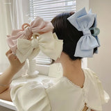Cute double-sided hair accessory shark clip oversized bow satin French style fresh three-dimensional princess bow temperament