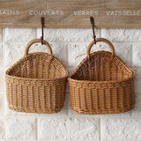 Kitchen Storage Basket,Home DecorImitation Rattan Hand-woven Hanging Baskets,Sundries Organizer Living Room Wall Hanging Basket