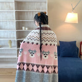 Ikeehome  new printed milk wool lamb wool blanket double-sided cute cartoon office lunch break blanket student dormitory blanket
