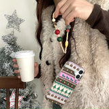 Shiny christmas winter print shell for iphone 15pro 14promax 14 13 15 16 pro max 13promax 16pro cute colorful chain phone case