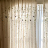 French Embroidered Bird Linen Curtain For Living Room, Privacy Sheer Curtain For Bedroom, Machine Washable，Easy Install Curtain