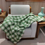 Bohemian Vintage Plaid Sherpa Throw Blanket, Soft Flannel Couch Cover for Couch, Single Size Lightweight Blanket for Adults,Gift
