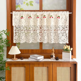 French Countryside Beige Lace Short Curtains,Cute Red Cherry Double Layered Design,Small Size Curtain For Kitchen,Home Drapes ﻿