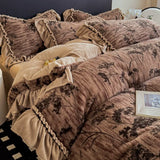 Latest French Style Winter Thickened Milk Fleece 4pcs Bedding Sets Soft Luxury Warm Quilt Cover Sheet Pillowcases
