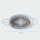 Resin Tray Baroque Elegant Dressing Table Jewelry Mirror Storage Display Tray Blue and White Embossed Ornaments Home Decor Gift