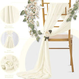 12Pcs Wedding Chair Sashes 7x108Inch Sheer Chiffon Chair Fabric Covers for Party Christmas Bridal Baby Shower Wedding Decoration