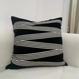 American Luxury Cotton Cushion Cover Geometric Striped Black Thickened Sofa Throw Pillow Cover Decorative Living Room Home Decor