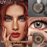 1 Pair Colored Contact Lenses Natural Brown 14.5mm Big Eyes Contacts Cosmetics Green Eye Color Lens Gray Lens Women Makeup
