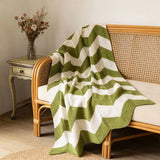 Two-Tone Wavy Knit Throw Blanket Suitable For Bedroom Sofa Luxury Blanket All Season Hollow Out Bed Cover Homestay Decoration