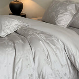 Premium Jacquard Egyptian Cotton Bedding Set Luxury Queen King Size Duvet Cover Size Flat/Fitted Bed Sheet Pillowcases 4Pieces