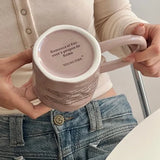 Creative Roman Letter Handheld Ceramic Cup Irregular Long Handle Coffee Mark Water Cup Coffee Cup
