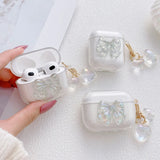 For AirPods 2 Pro 3 4 Case Dreamy Colorful Heart Bow Keychain Soft Cute Bluetooth Earphone Charging Box Cover for Air Pods 2