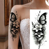 1 Sheet Beautiful Butterfly Flowers Temporary Tattoos For Women Girls Waterproof Fake Tattoos Floral Animals Temp Tatoo Stickers