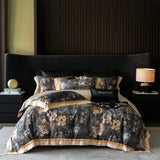 Premium 1000TC Egyptian Cotton Flowers Prints Oil Painting Style Bedding Set Duvet Cover Flat/Fitted Bed Sheet Pillowcases 4Pcs