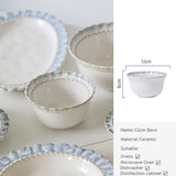 European-Style Court Ceramic Lace Staple Plate, Simple Blue Breakfast Mug, Underglaze Coffee Mug, Home Tableware Set