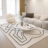 Nordic Style Living Room Decoration Plush Carpet Abstract Art Design Rugs for Bedroom Simple Line Soft Rug Home Thick Floor Mat