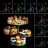 Ikeehome  4-Tier Acrylic Paper Cup Holder with Led 灯, Colorful Round Paper Cup Holder, Birthday Anniversary, Wedding Party Decoration