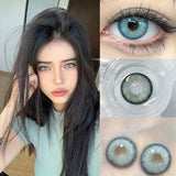 1 Pair New Colored Contacts Lenses Fashion Blue Lense - 0.00 To - 8.00 Diopter Lenses High Quality Cute Beautiful Pupils