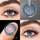 1pair Myopia Lenses Color Contact Lenses for Eyes with Diopters Prescription Lenses Yearly Brown Lens Blue Eye Contacts