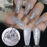 Reflective Glitter Gel Nail Polish Sliver Champagne Sparkling Sequin Semi-permanent Varnishes Soak Off Nail Art Deco