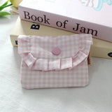 Cute Portable Checkered Purse Checkered Pattern Pocket Design Coin Purse Clutch Style Lipstick Storage Bag for Girls