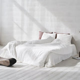 Pure Linen Bedding Set, Washed Bed Linens, Organic Flax Duvet Cover Pillowcases Fitted Sheet, Quilt Cover With Zipper Closure