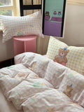 Cute Bear Pure Cotton Bedding Set Cartoon Design Dormi Tee-Piece eet Cover Comforter Cover Cute Girl Bedroom Supplies