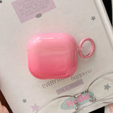 New Gradient Pink Gloss Smooth Soft Silicone Case With Keychain For Apple AirPods Pro 2 3 4 1 Wireless Bluetooth Earphone Cover