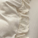 Korean Princess Style Lace Ruffles Soft Washed Cotton Skin-friendly Bedding Set Duvet Cover Bed Sheet/Fitted Sheet Pillowcases