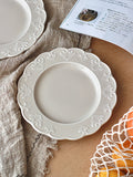 French Relief Dessert Plate Ins Retro Breakfast Bread Plates Household Versatile Dining Disc Milk Tea Colored Ceramic Tableware