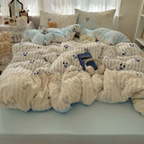 New lace washed cotton bed four-piece set Korean dormitory quilt cover student bed sheet three-piece set