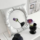 INS Cloth Desktop Makeup Mirror Dressing Table Square Cosmetic Mirror Home Aesthetic Hand Decorative Mirrors