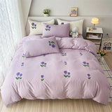New Printed Duvet Cover with Bed Sheets and Pillowcases, Unfilled Washed Cotton, Full Size Light Luxury Home Bedding Set
