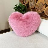 Fox Fur Imitation Heart-Shaped Cushion Plush Sofa Pillow Available for Living Rooms and Bedrooms