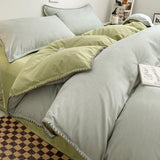 3pcs Solid Color High Quality Duvet Cover Set Luxury Purple Comforter Cover with 2 Pillowcases Triangle Sewn Edge Design Bedding