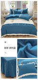 Princess Style Girls Bedding Set Ruffle Duvet Cover With Lace Korean Four Piece Set Quilt Cover Pillowcase Wedding Bedroom Decor
