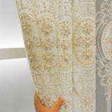 European High-End Pearl Lace Embroidered Sheer Curtains For Living Rooms, Beige Tulle Curtains For Bedroom, Home Window Curtains
