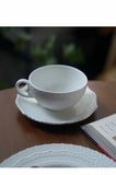 Ins Ceramic Handgrip Coffee Cup Exquisite Afternoon Tea Cup Dish 2Pcs Set French Style Household White Relief Drinkware