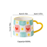Cute INS Ceramic Mug Creative Hand-Painted Love Heart Coffee Cup Breakfast Milk Cup Afternoon tea Mug Valentine's Day present