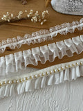 White Lace Lace Ribbons Accessories Lace Trim Handmade DIY Extended Clothes Pleated Sewing Decorative Fabric Skirt Hem Fabric