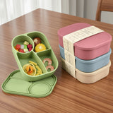 Rectangular Silicone 4 Grid Lunch Box Heat Resistant Leak Proof Food Box Microwavable With Compartments Picnic Box Office