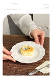French Retro Relief Plates High-end White Ceramic Flower Dish Household Breakfast Bread Plate Exquisite Dessert Tableware